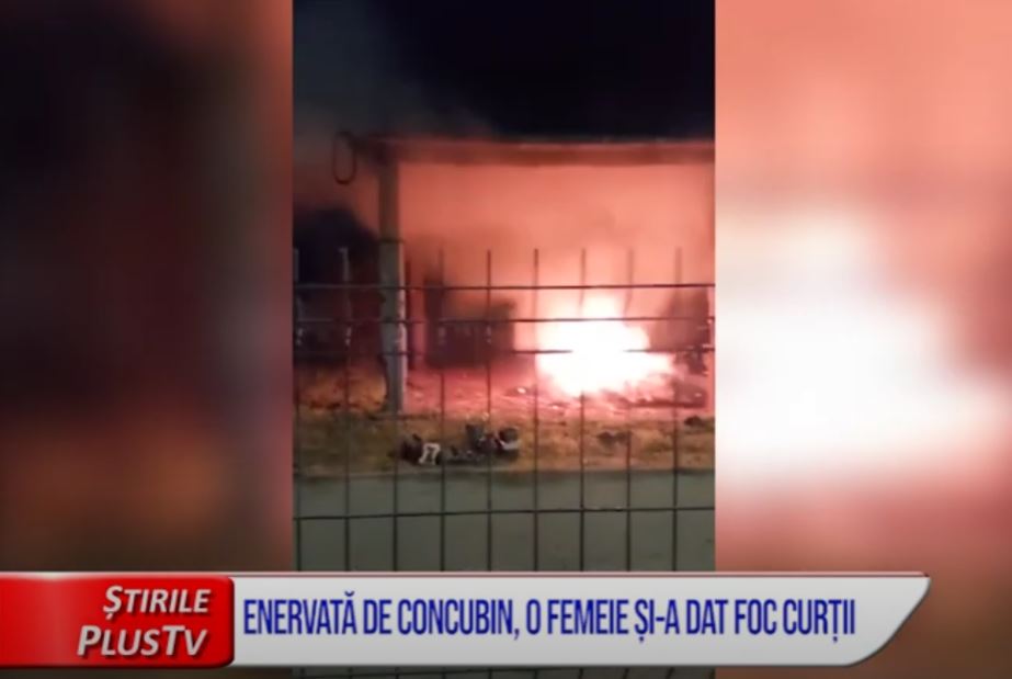 ENERVATĂ DE CONCUBIN, O FEMEIE ȘI-A DAT FOC CURȚII