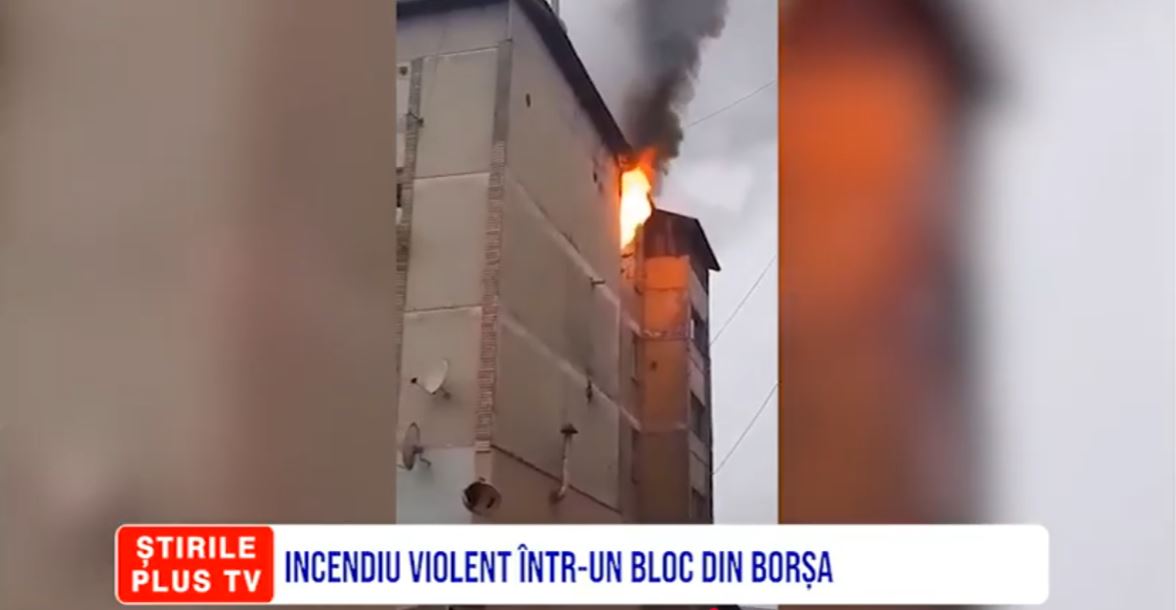 INCENDIU VIOLENT ÎNTR-UN BLOC DIN BORȘA