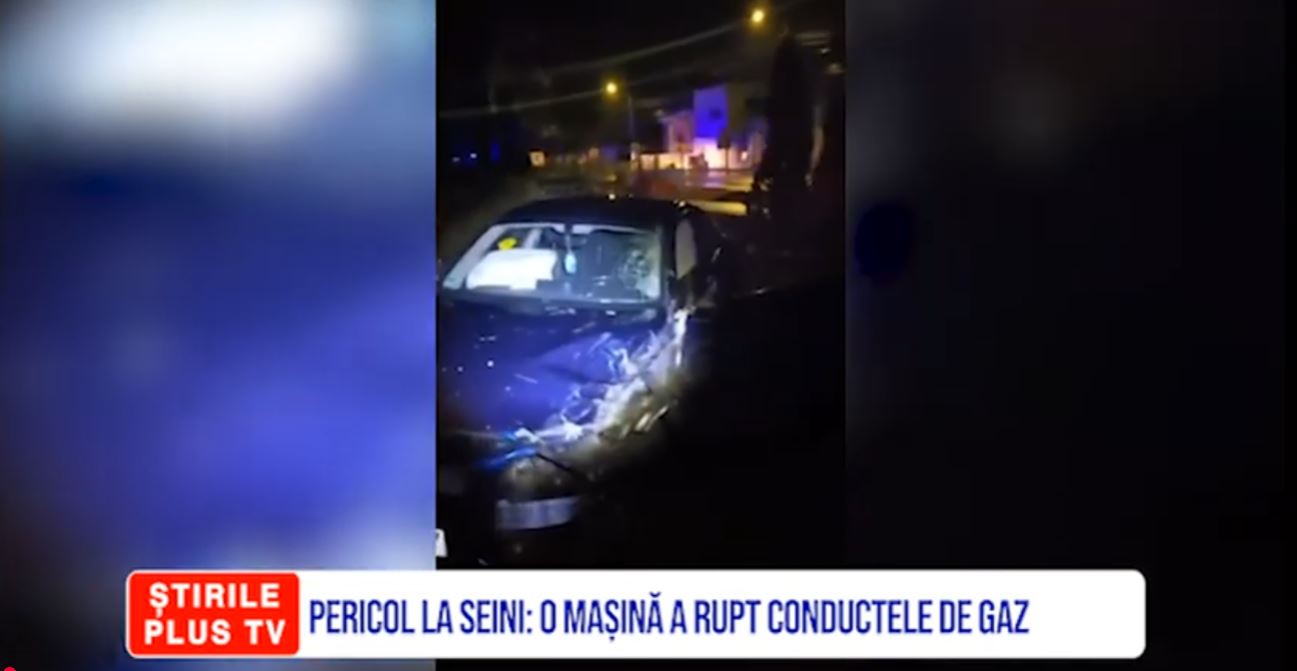 PERICOL LA SEINI: O MAȘINĂ A RUPT CONDUCTELE DE GAZ