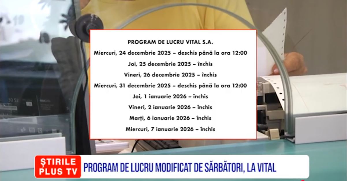 PROGRAM DE LUCRU MODIFICAT DE SĂRBĂTORI, LA VITAL