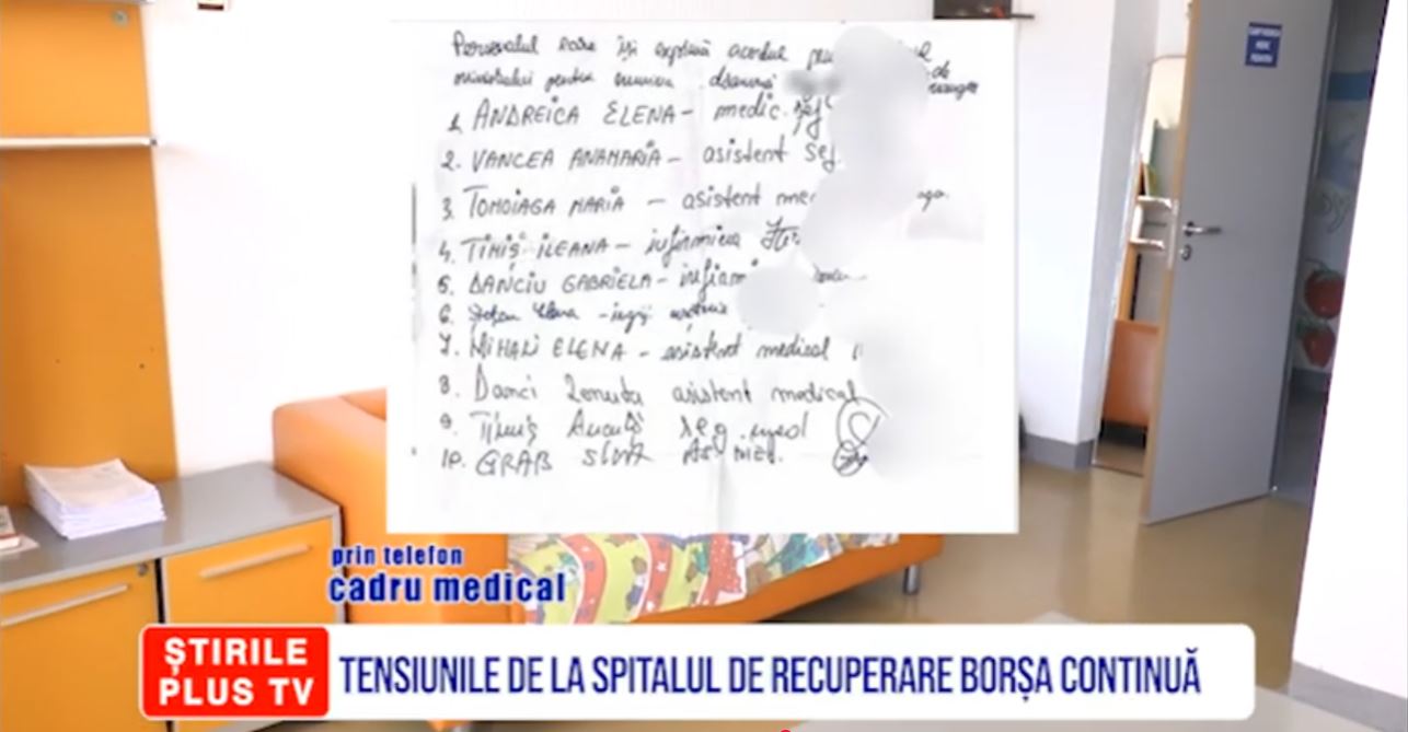TENSIUNILE DE LA SPITALUL DE RECUPERARE BORȘA CONTINUĂ